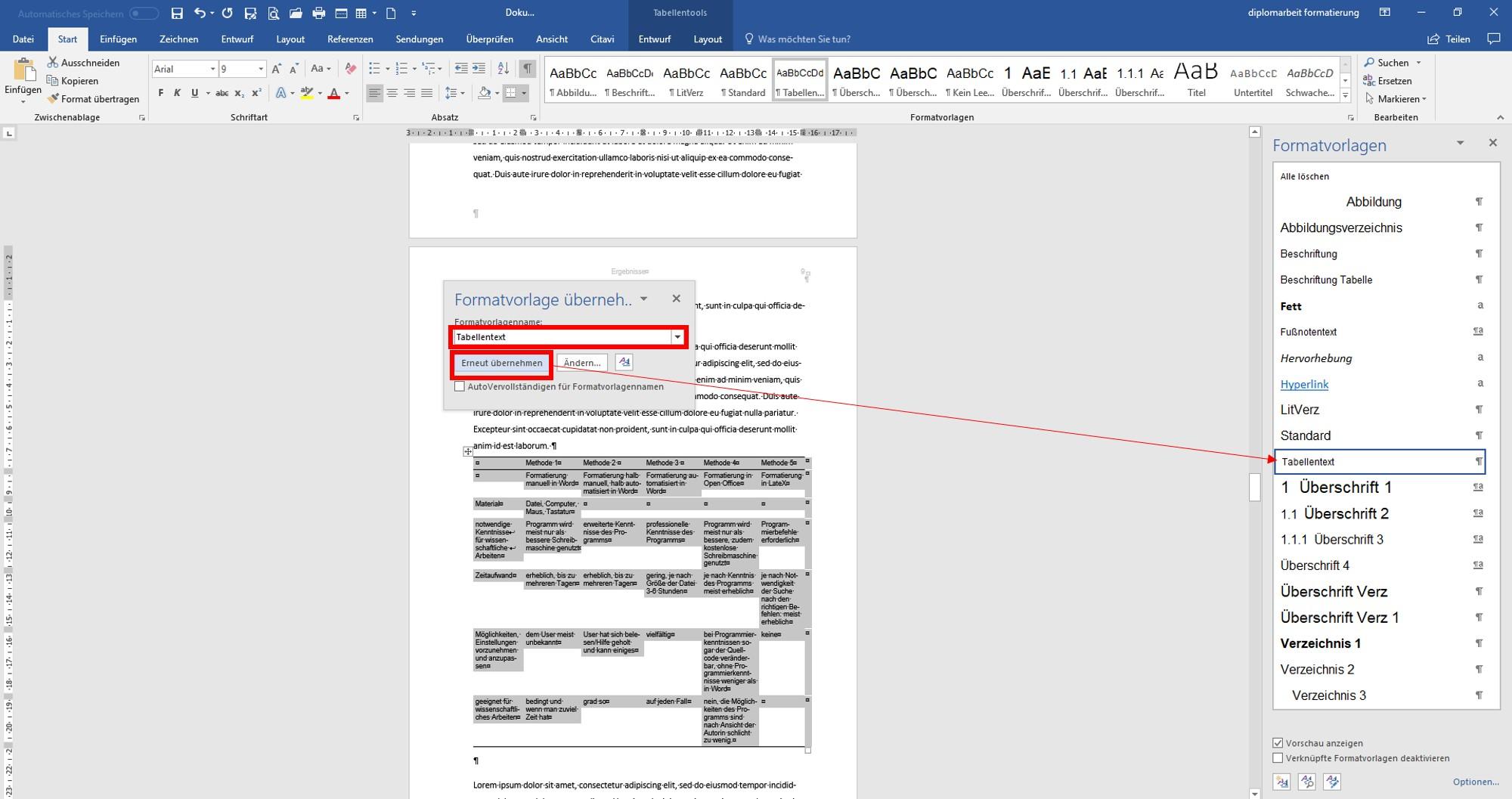 Word Tabelle formatieren layoutheo.de