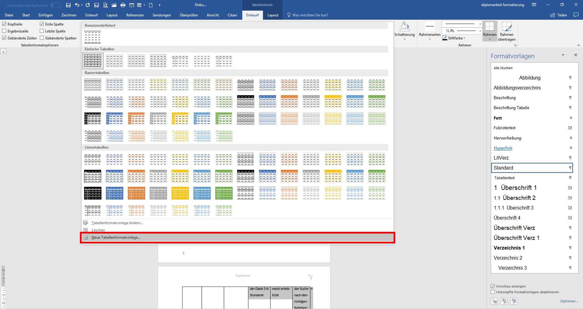 Word - Tabelle formatieren | layoutheo.de