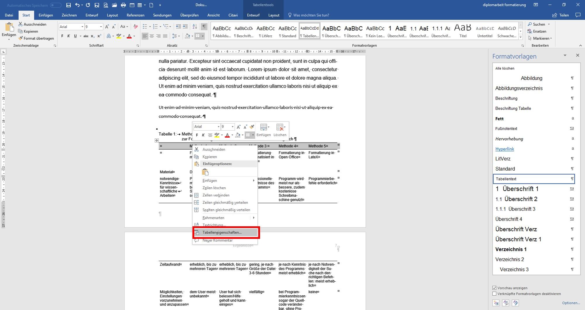 Word Tabellenkopfzeile auf nächster Seite layoutheo.de