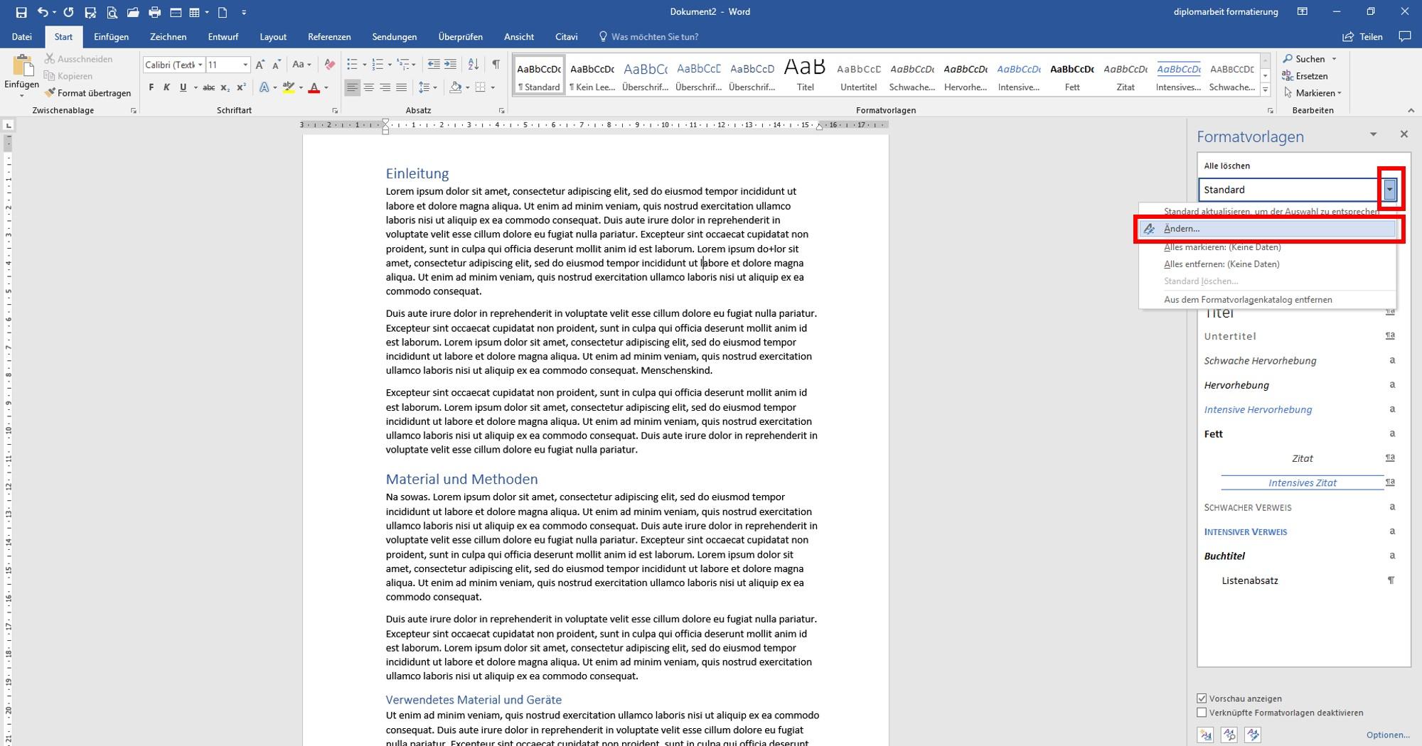 Word Formatvorlage bearbeiten layoutheo.de