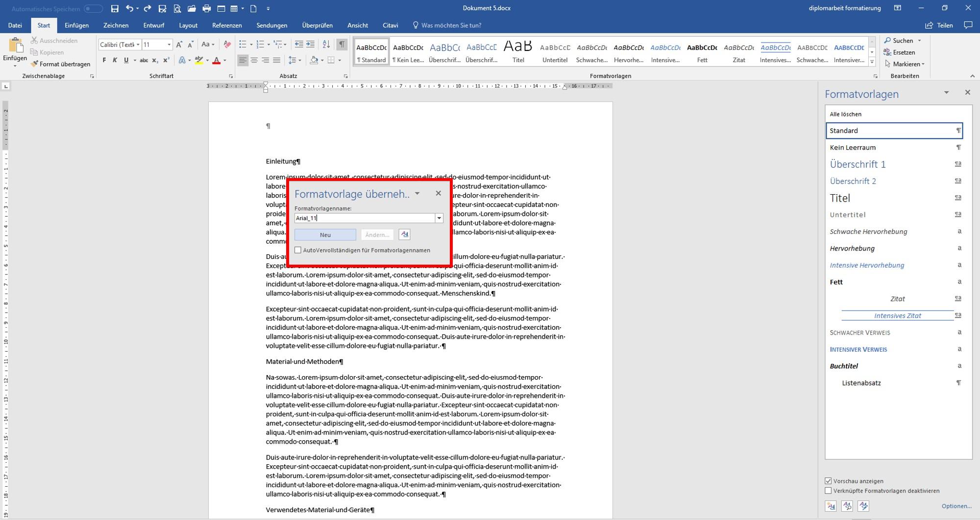 neuformat5 Eigene Formatvorlage erstellen