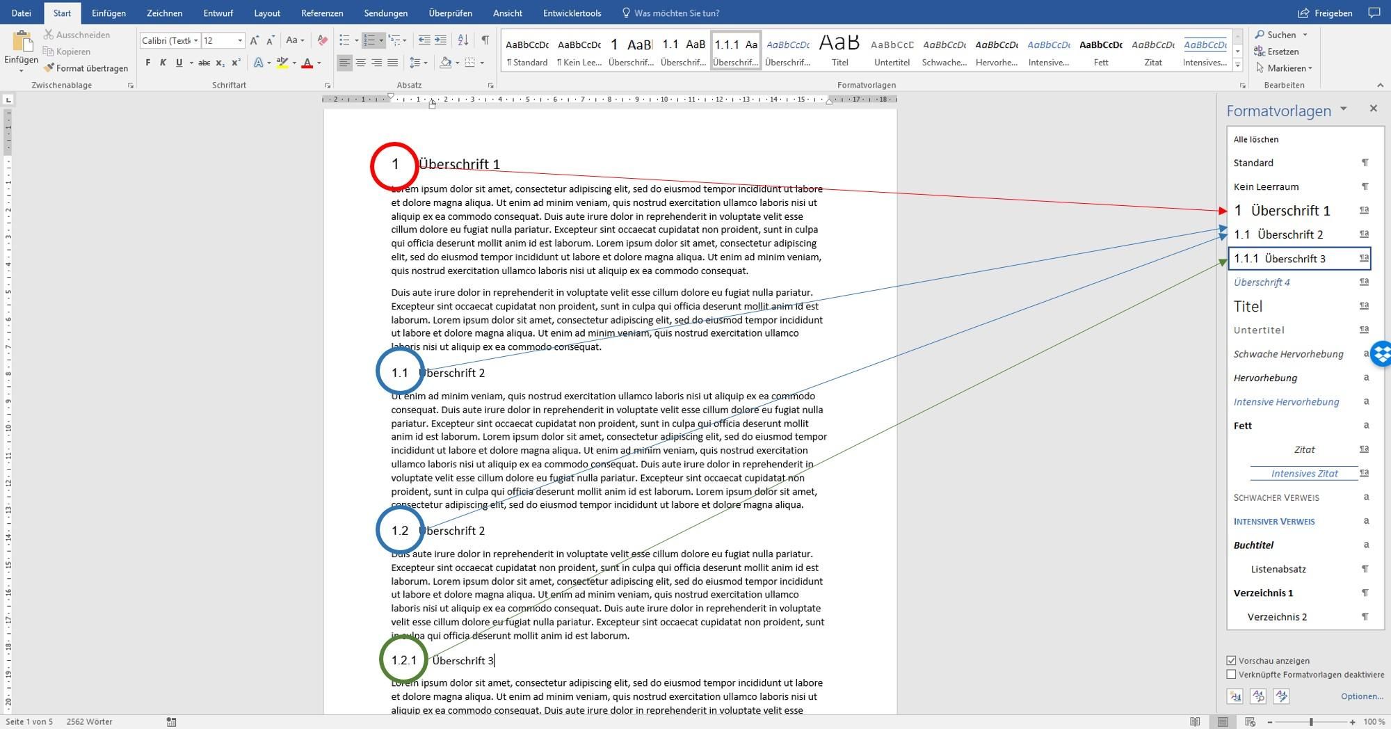 Word Überschriften automatisch nummeriert